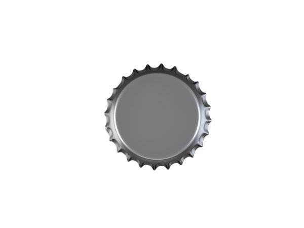 A metal crown bottle cap seen from above