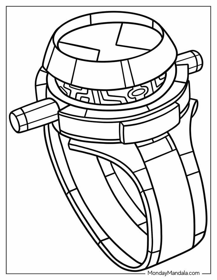 Line drawing of the Omnitrix watch on a wrist