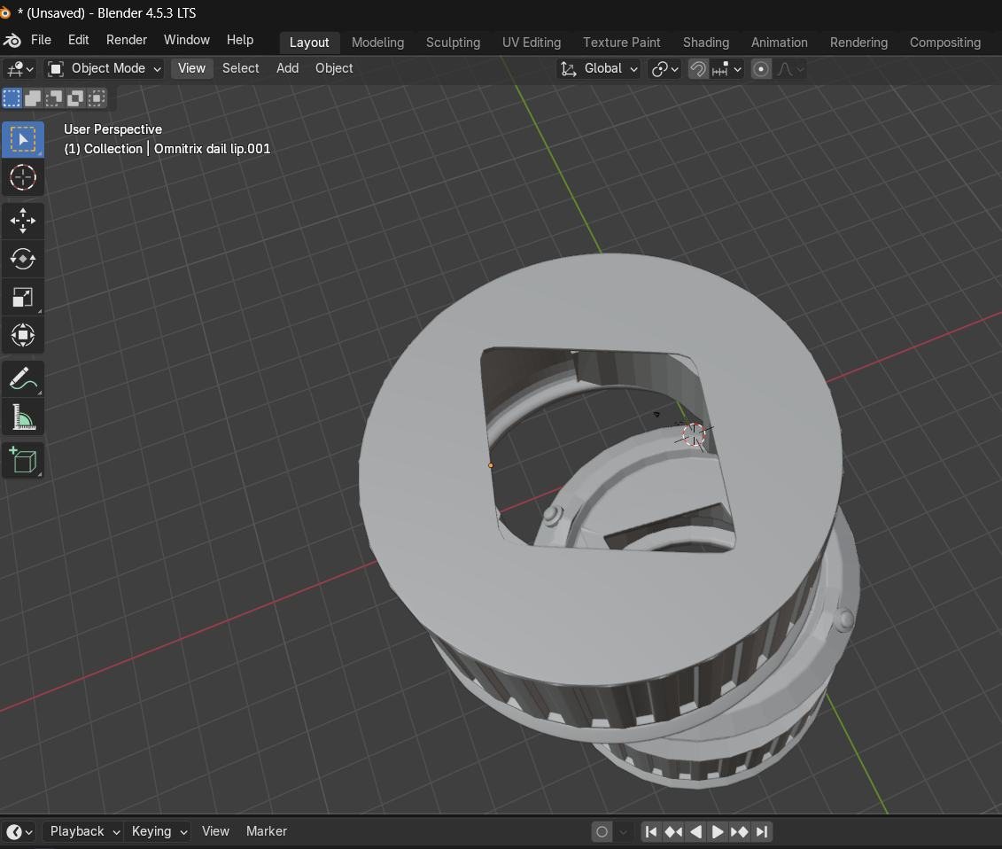 Blender view of the cap from above showing the dial opening