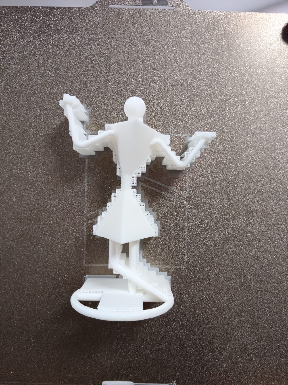 The printed figure with supports, seen from another angle